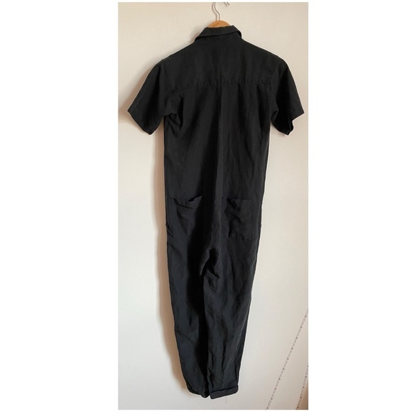 OZMA Silk Linen Painter's Jumpsuit In Black XS - Picture 3 of 12